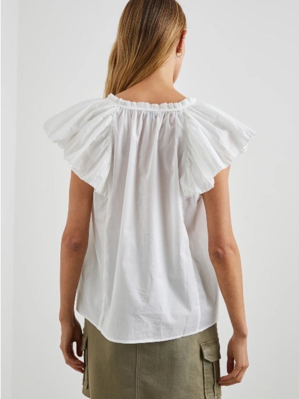 Rails Karysa White Ruffle Sleeve V-Neck Top | XXL - Picture 3 of 6